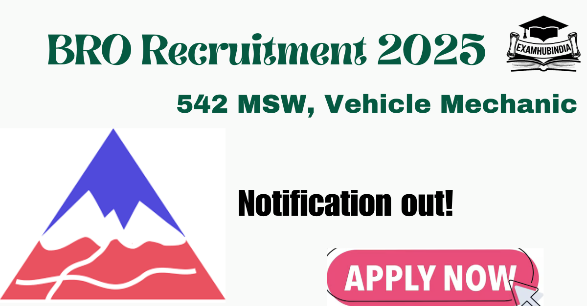 BRO Recruitment 2025-Submit Offline Applications for 542 