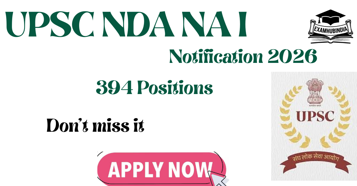 UPSC NDA NA I Examination Notification 2026 – Online Applications for 394 Positions
