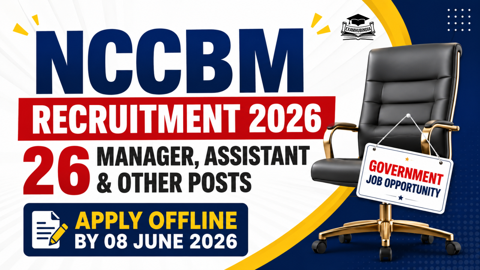 NCCBM Recruitment 2026 – Apply Offline for 26 Manager, Assistant Posts