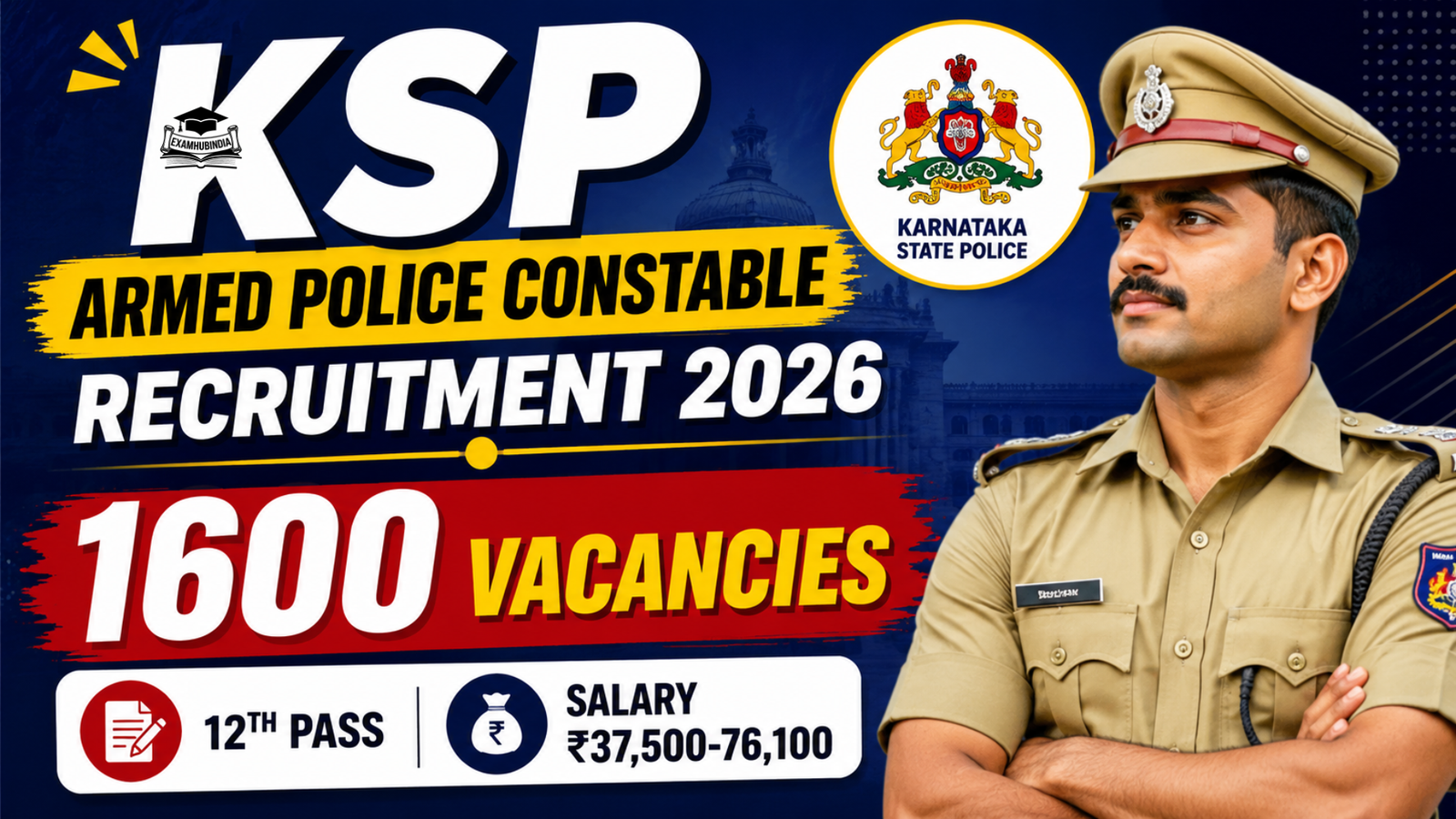 KSP Armed Police Constable Recruitment 2026: Apply Online for 1600 CAR/DAR Posts