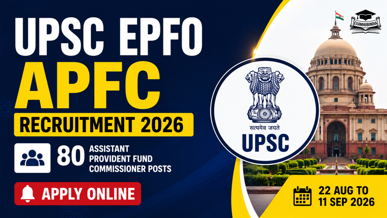 UPSC EPFO APFC Recruitment 2026 – Apply Online for 80 Assistant Provident Fund Commissioner Posts