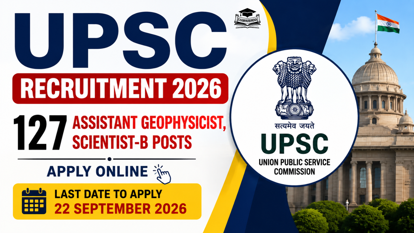 UPSC Recruitment 2026 – Apply Online for 127 Assistant Geophysicist, Scientist-B Posts